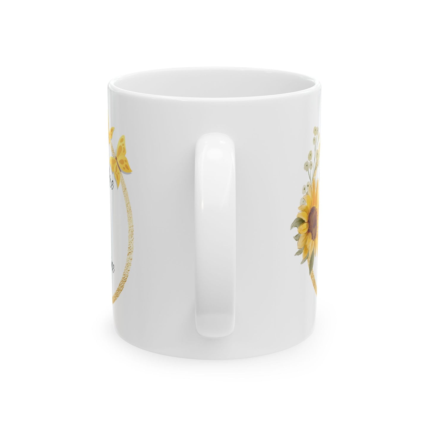 You Are My Sunshine Mug, Sunflower and Butterfly Ceramic Coffee Cup, Inspirational Gift for Mom or Friend, Mother's Day Mug