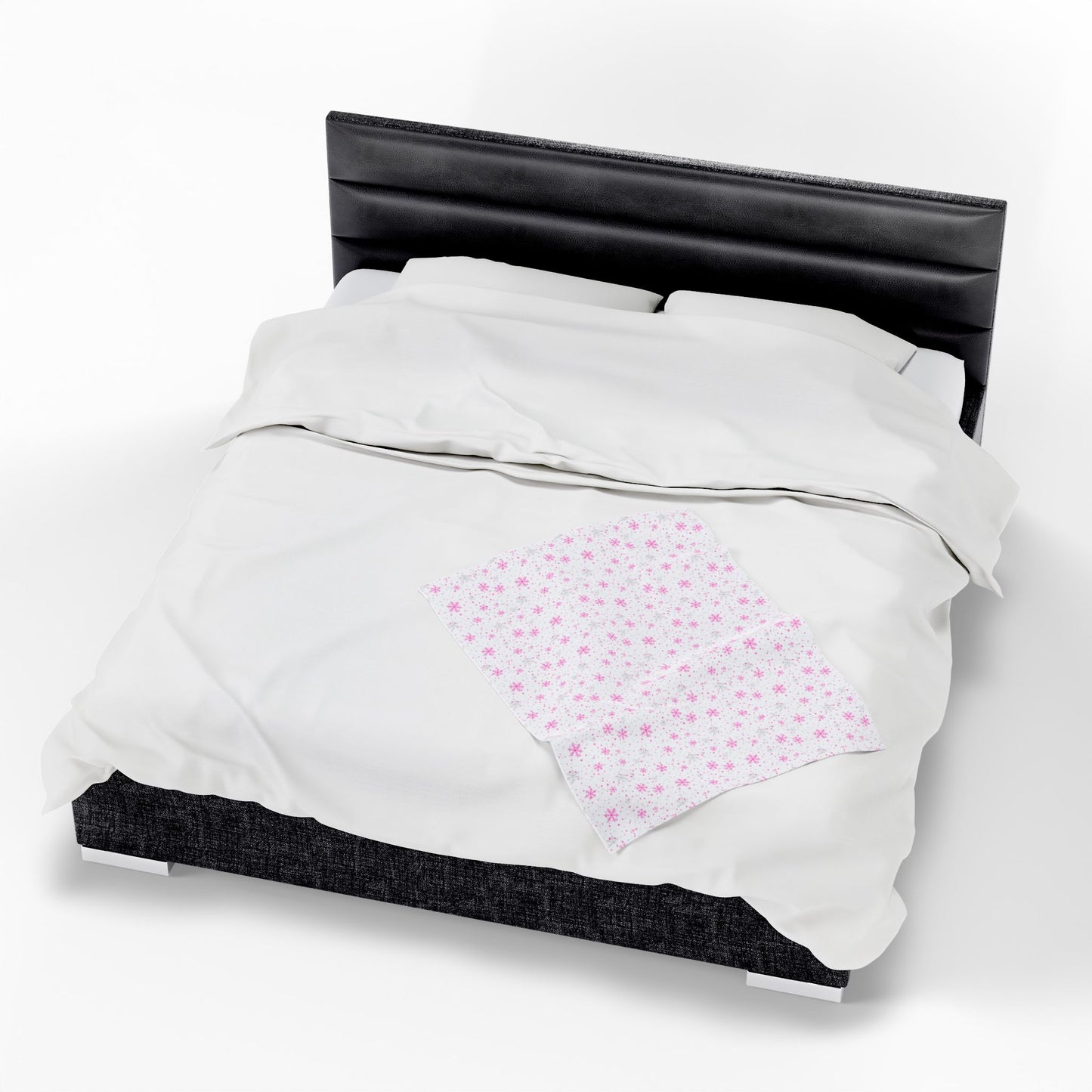 Pink & Silver Snowflake Velveteen Plush Blanket – Cozy Winter Decor & Gift