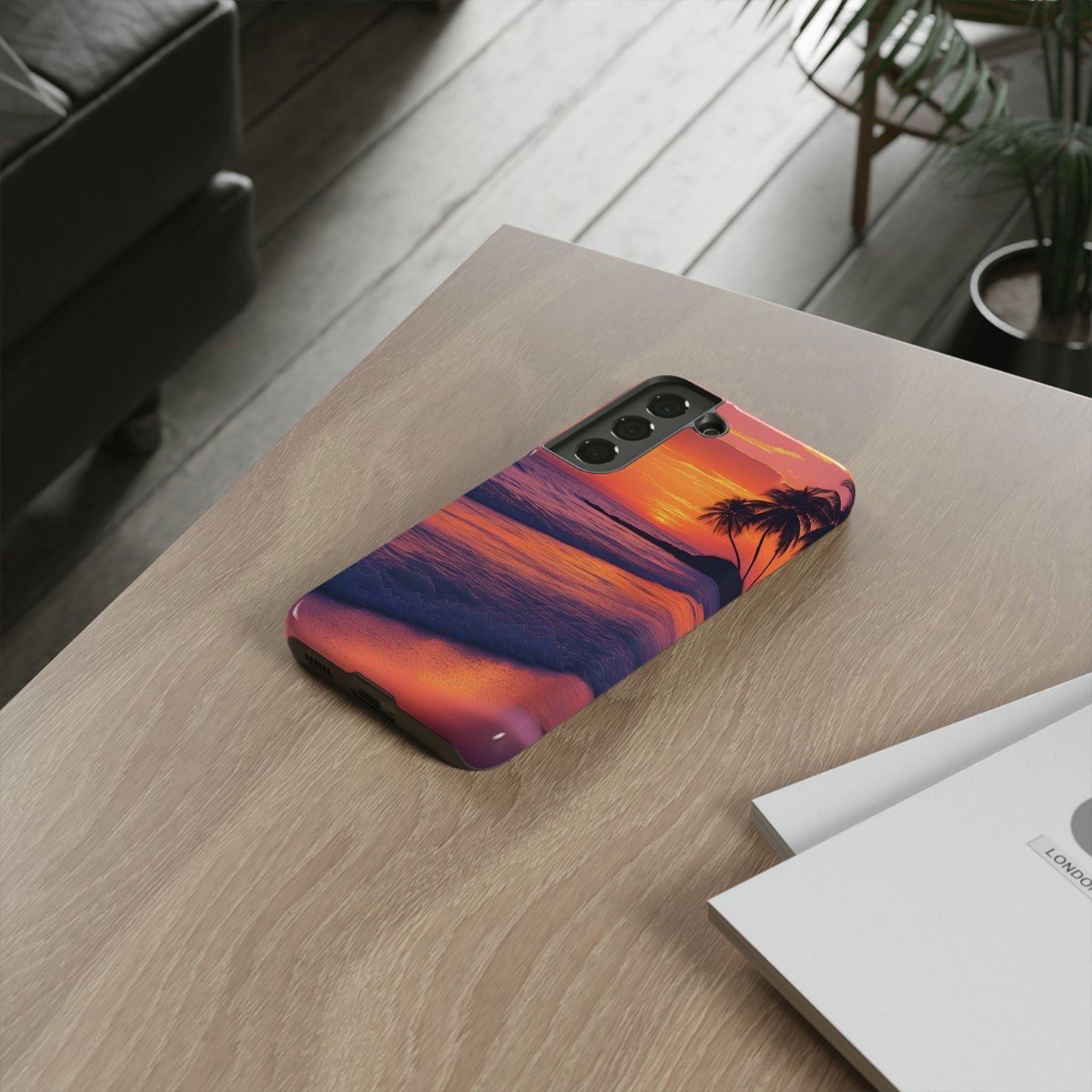 Palm Beach Sunset Design, Beach Lovers Gift, Relaxing Phone Cover, Tropical Hard Case, Protective Shell, Summer Vibes