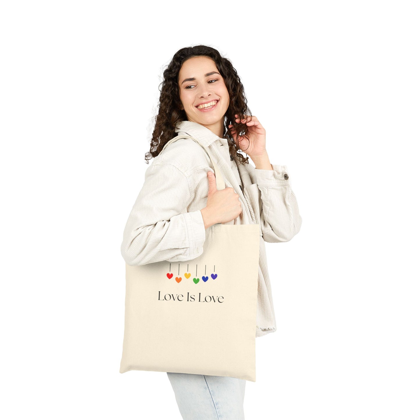 Love Is Love Canvas Tote Bag, Eco-Friendly Shopping Bag, Reusable Grocery Bag, Pride Gift, Everyday Carryall