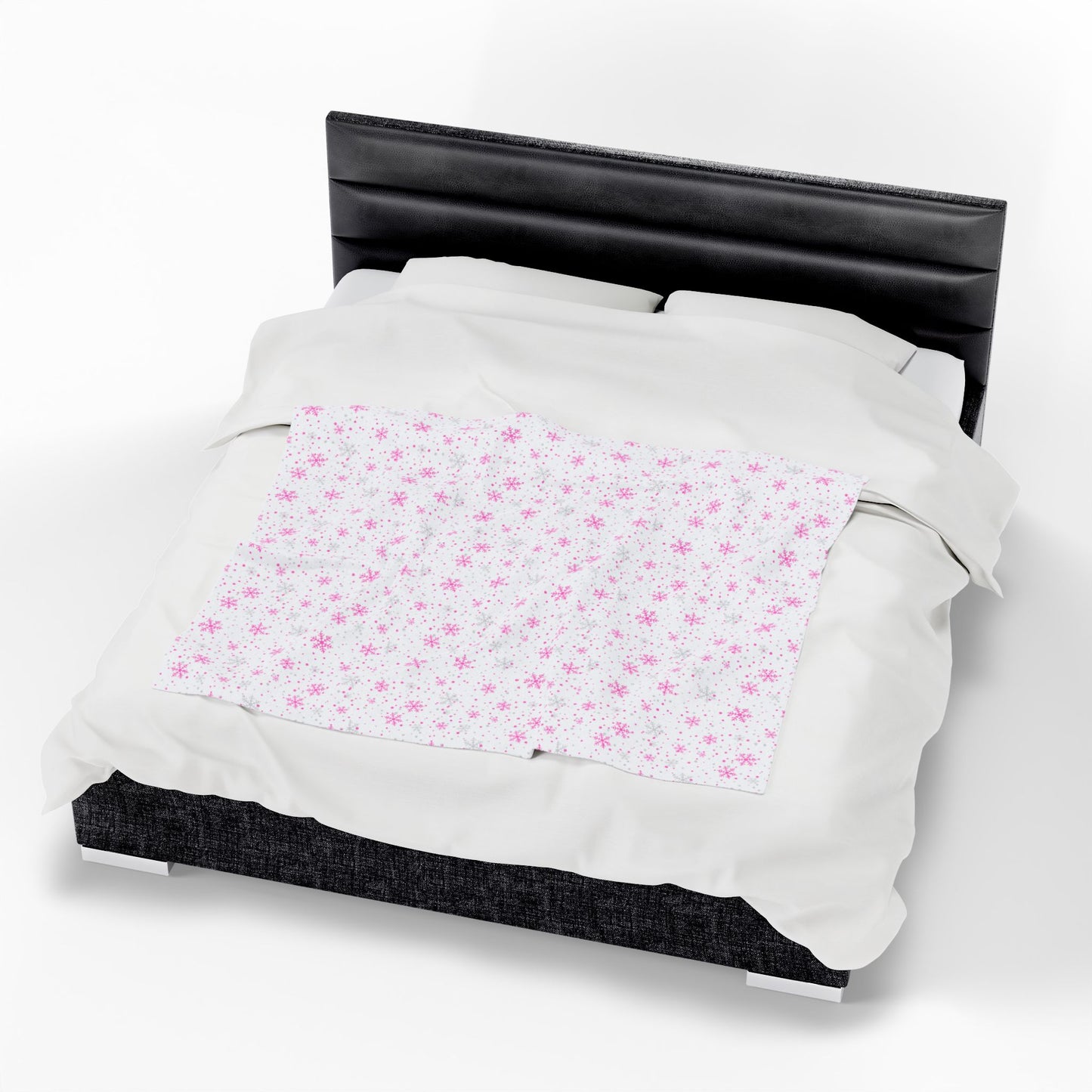 Pink & Silver Snowflake Velveteen Plush Blanket – Cozy Winter Decor & Gift