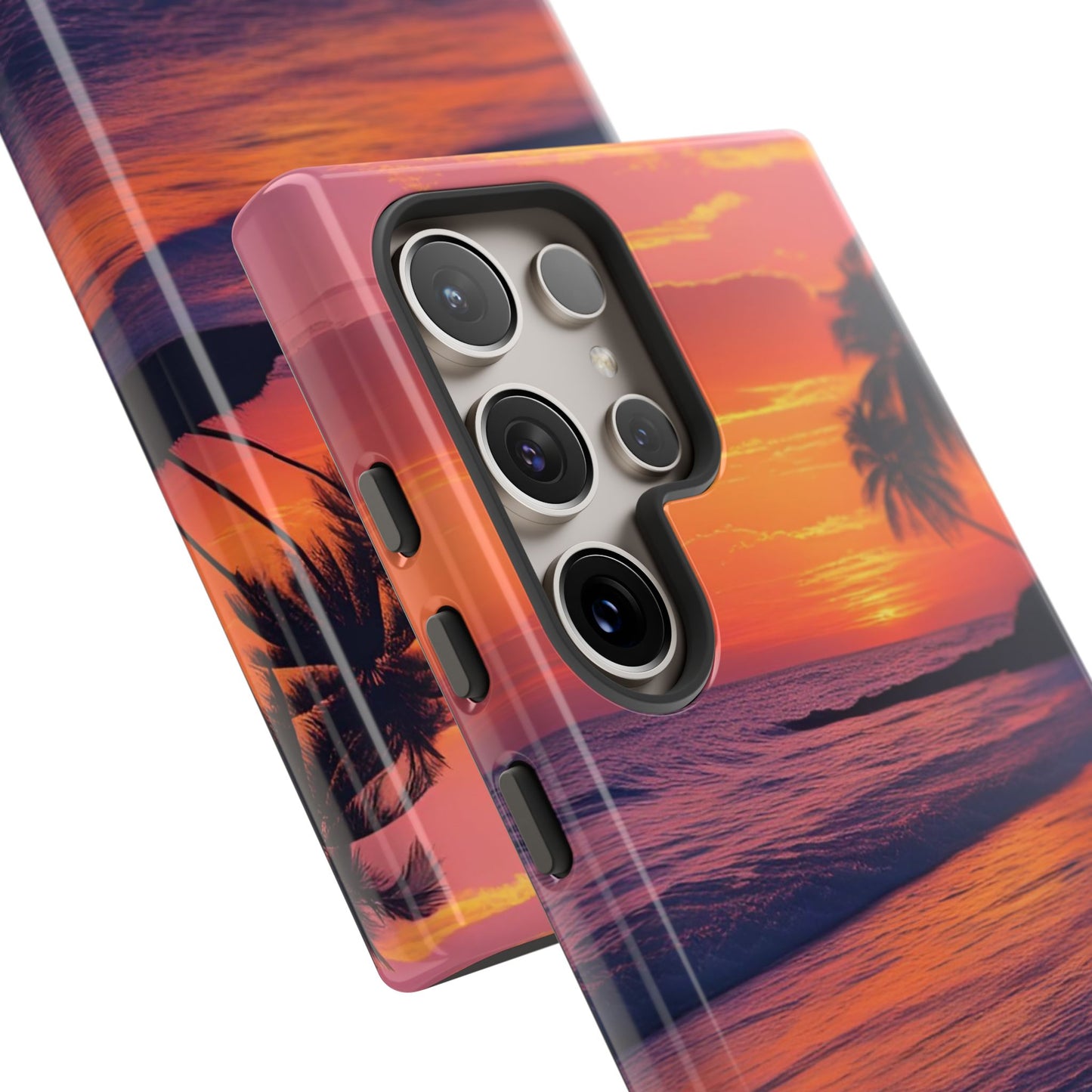 Palm Beach Sunset Design, Beach Lovers Gift, Relaxing Phone Cover, Tropical Hard Case, Protective Shell, Summer Vibes
