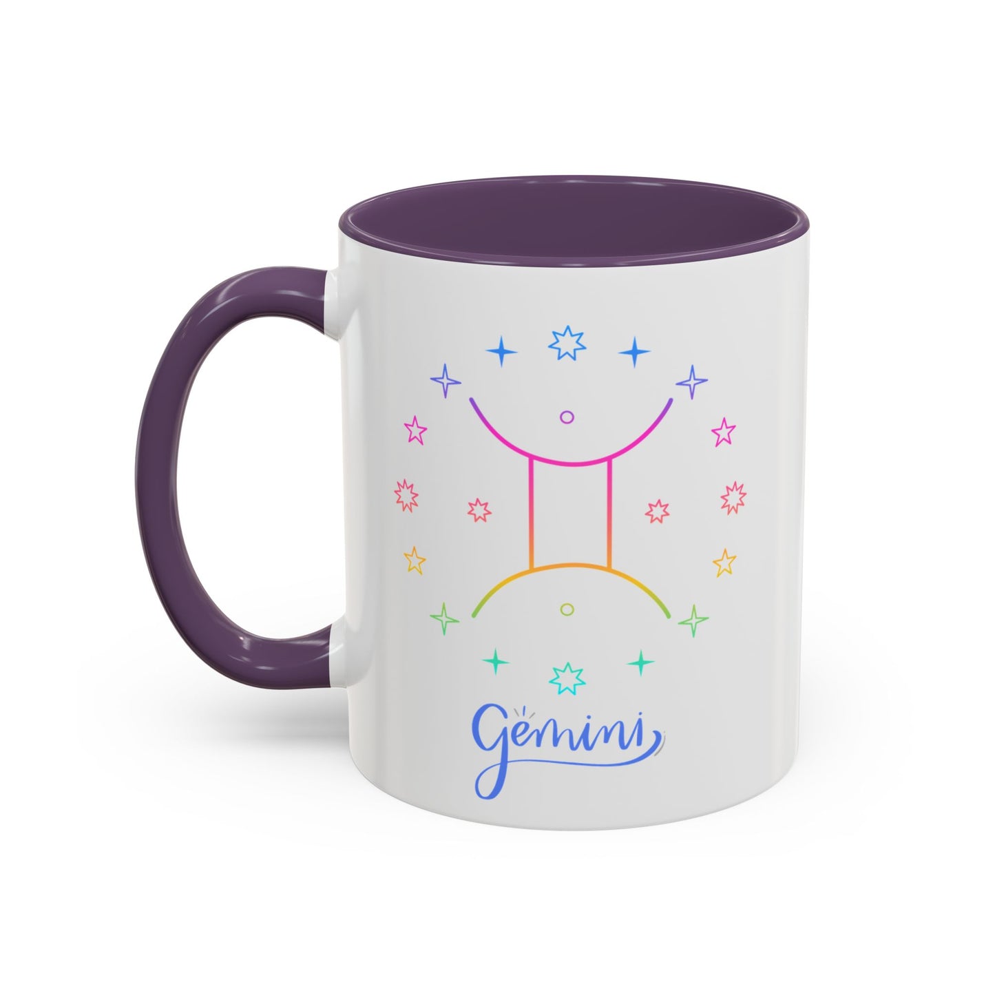 Gemini Starry Accent Coffee Mug - Colorful Horoscope Gift, Astrology Mug, Zodiac Lover Cup, Unique Birthday Present, Celestial Drinkware