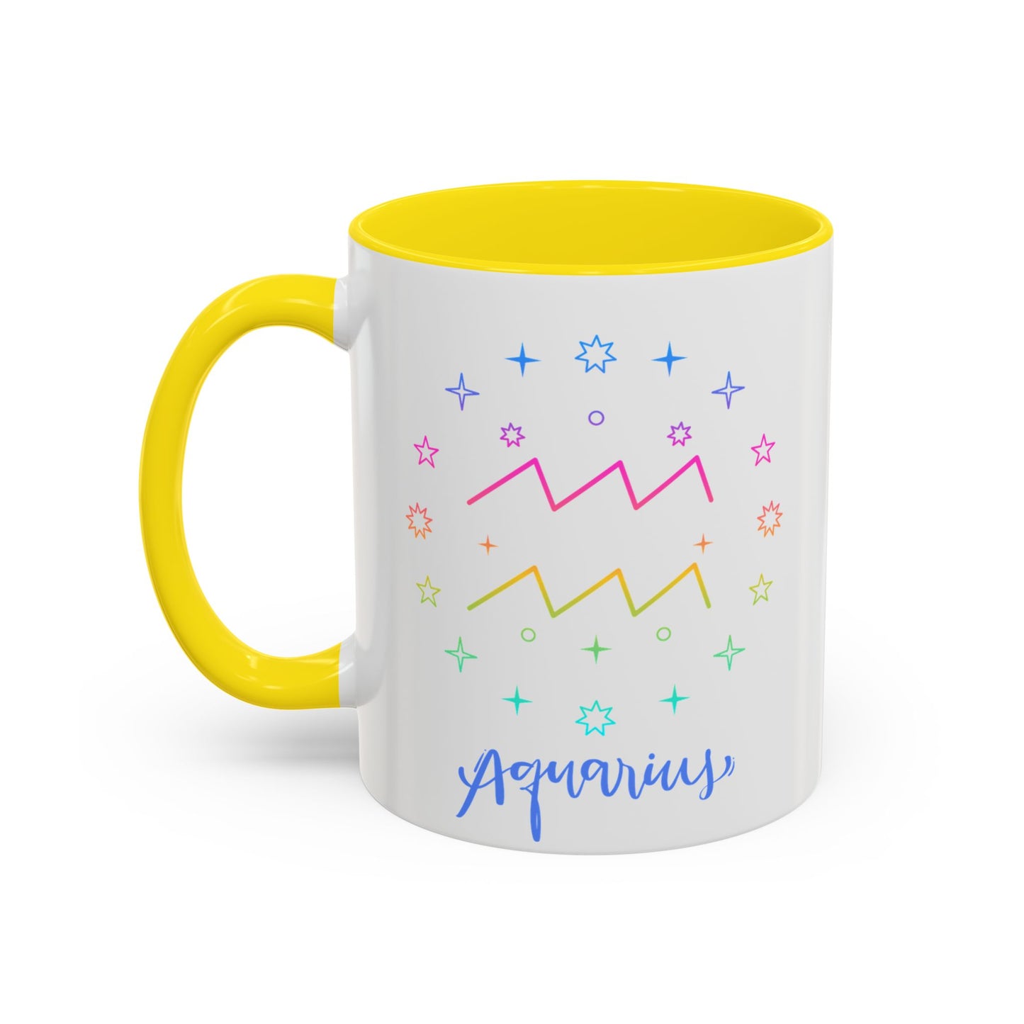Aquarius Accent Coffee Mug - Colorful Zodiac Mug, Astrology Gift, Horoscope Coffee Cup, Birthday Present, Personalized Mug