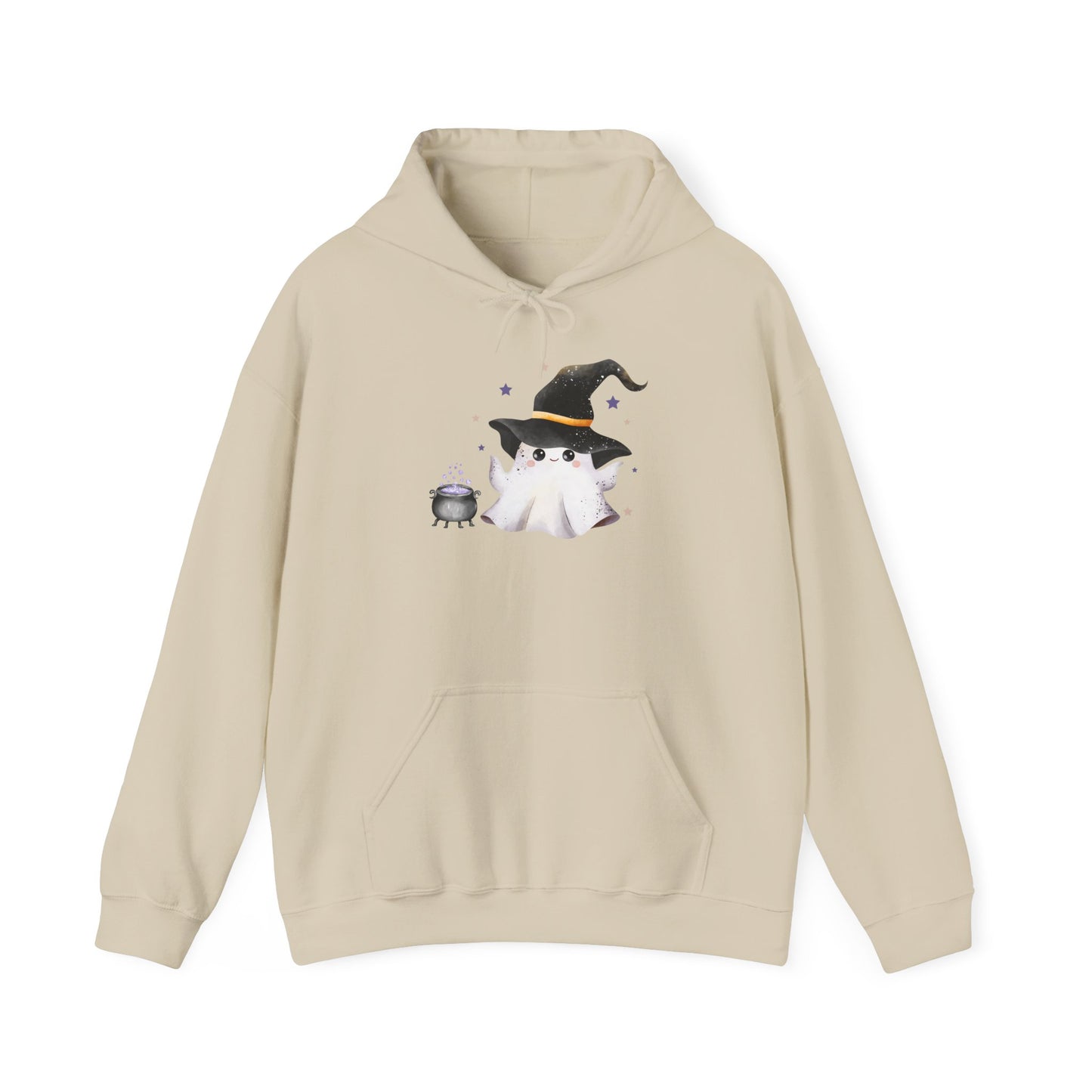 Cute Ghost Witch Halloween Sweatshirt, Cozy Hooded Sweatshirt, Spooky Fall Apparel, Unisex Halloween Clothing, Holiday Gift
