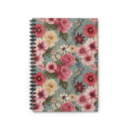 Pink Floral Spiral Notebook, Journal for Note-Taking, Gift for Students, Writing Prompts, Summer Vibes, Elegant Office Supplies