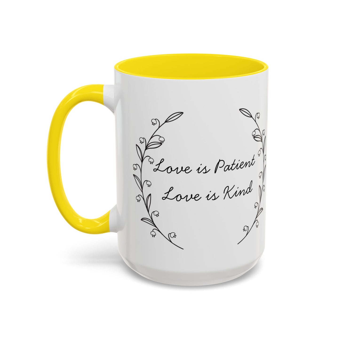 Love is Patient Accent Coffee Mug - Inspirational Drinkware, Gift for Coffee Lovers, Motivational Mug for Home & Office