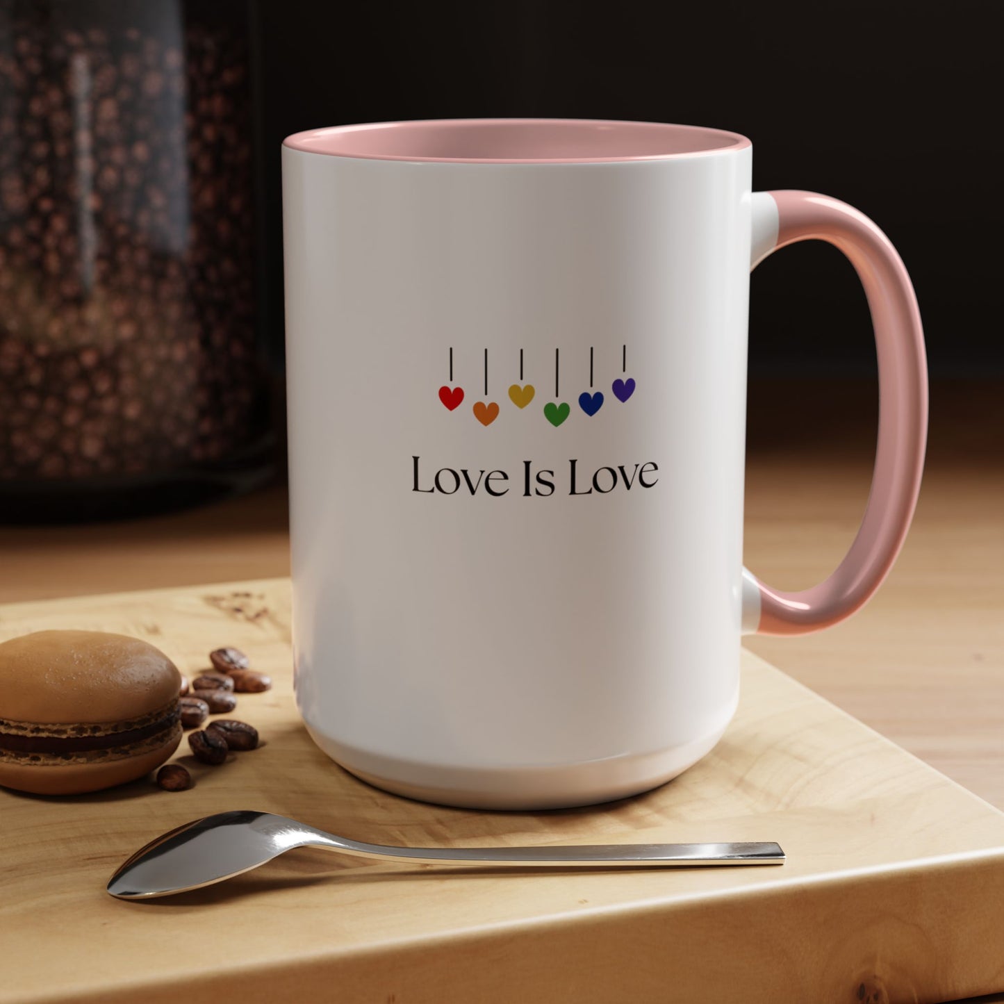 Colorful Love is Love Accent Coffee Mug - Celebrating Diversity & Acceptance, Perfect Gift for Pride