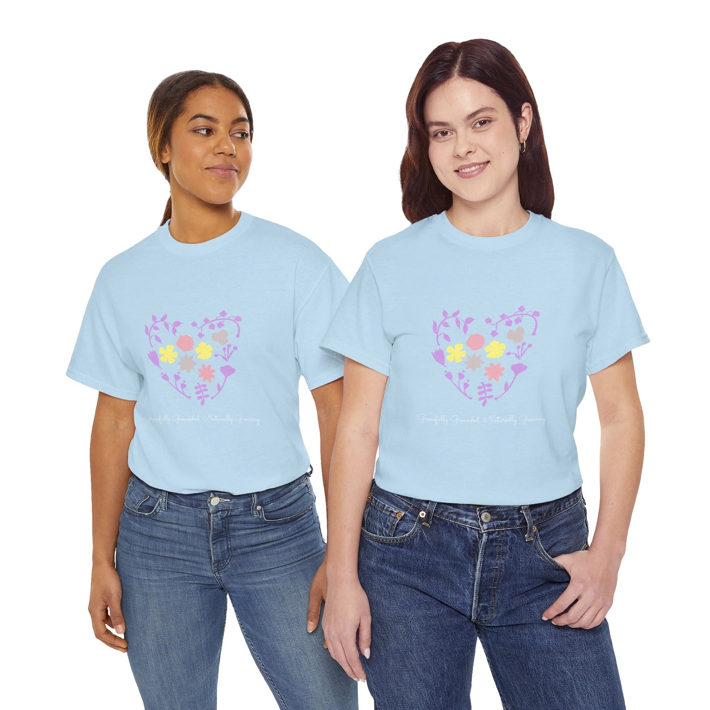 Gracefully Grounded Short Sleeve Tee, Floral Heart Inspirational T-Shirt