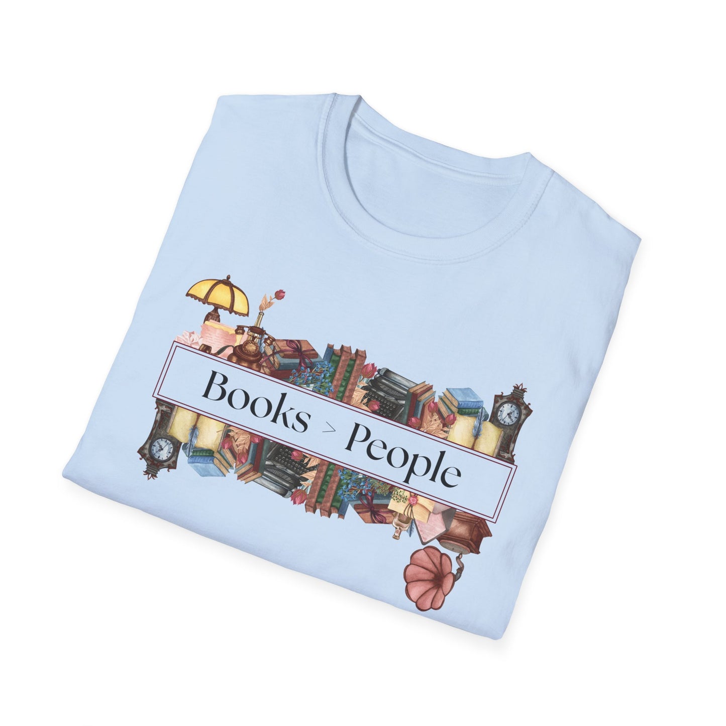 Books Over People Shirt, Funny Bookish Tee,  Book Lover Gift,  Introvert Reading Shirt, Unisex Soft Cotton Tee