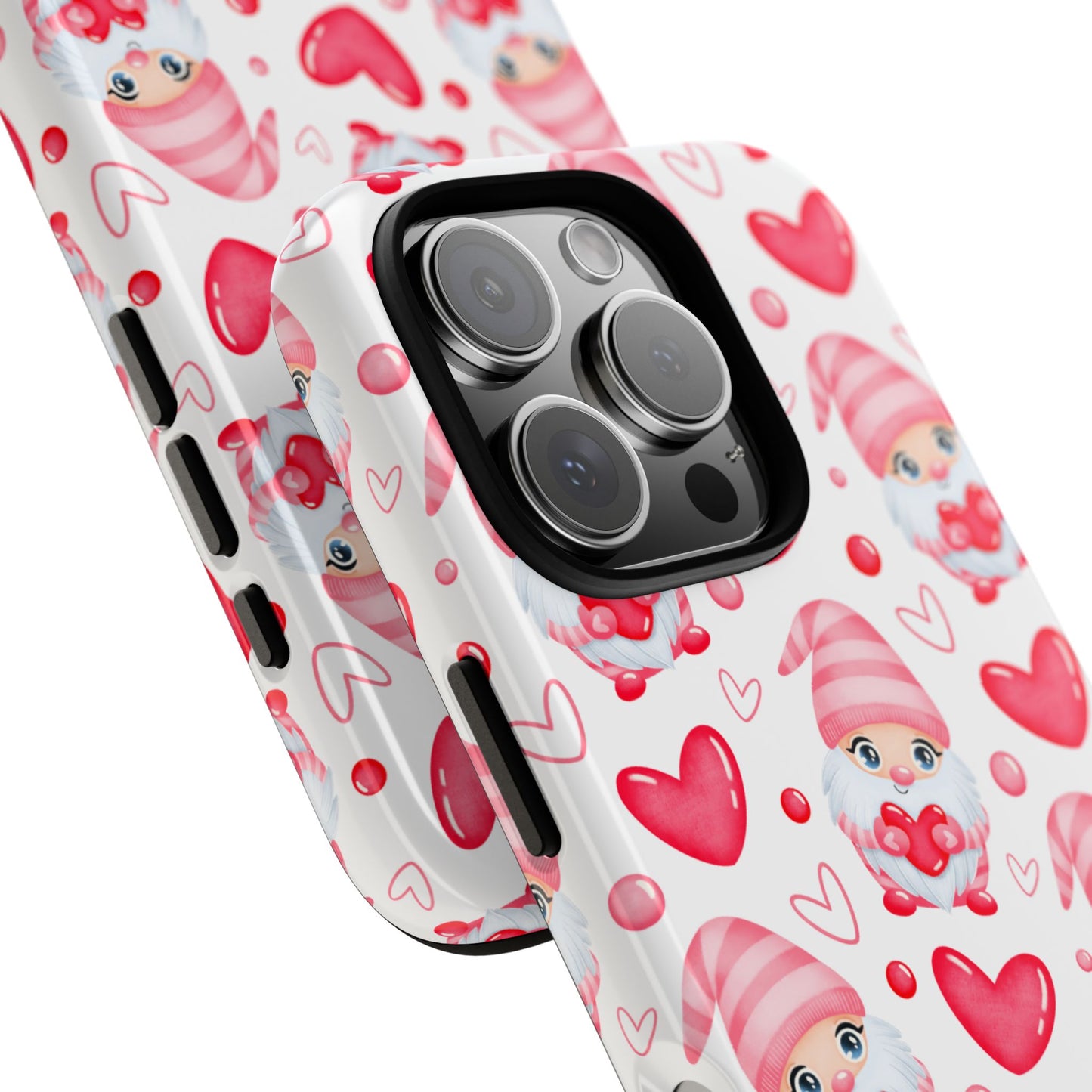 Pink Gnome Heart Phone Case, Festive Gift for Her, Unique Protective Case, Fun Holiday Accessory, Valentine's Day Accessory