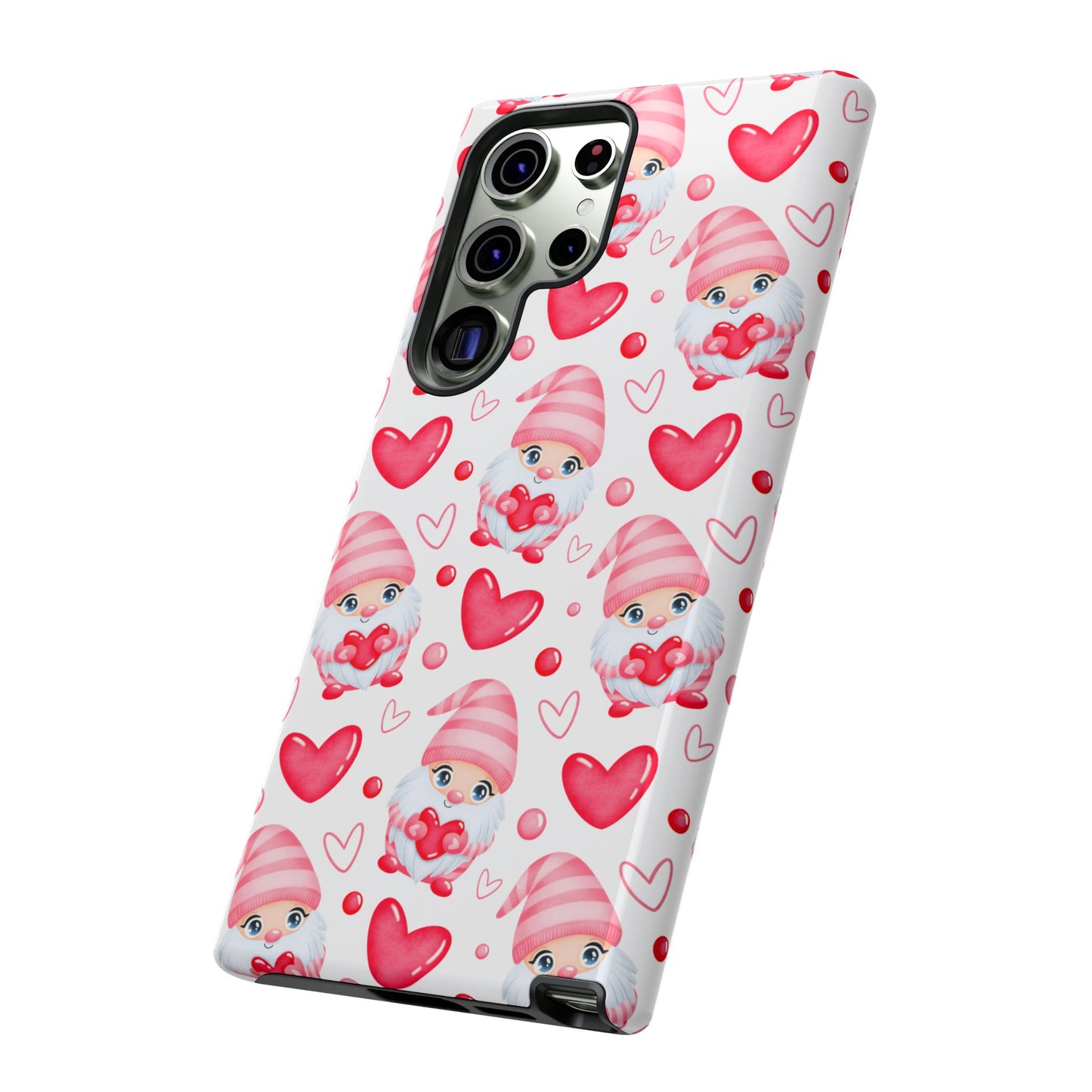 Pink Gnome Heart Phone Case, Festive Gift for Her, Unique Protective Case, Fun Holiday Accessory, Valentine's Day Accessory
