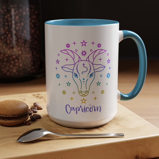 Colorful Zodiac Capricorn Coffee Mug, Astrology Mug, Birthday Gift, Horoscope Mug, Celestial Design Cup