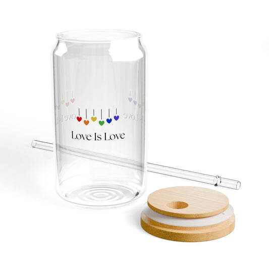 Eco-Friendly Love is Love Sipper Glass, 16oz - Perfect for Celebrations, LGBT Pride, Everyday Use, Gifts, Home Decor, Summer Sipping