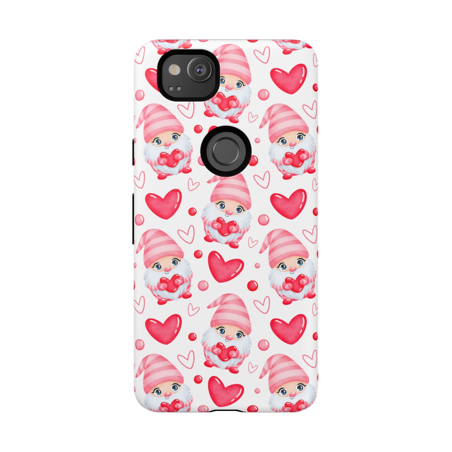 Pink Gnome Heart Phone Case, Festive Gift for Her, Unique Protective Case, Fun Holiday Accessory, Valentine's Day Accessory