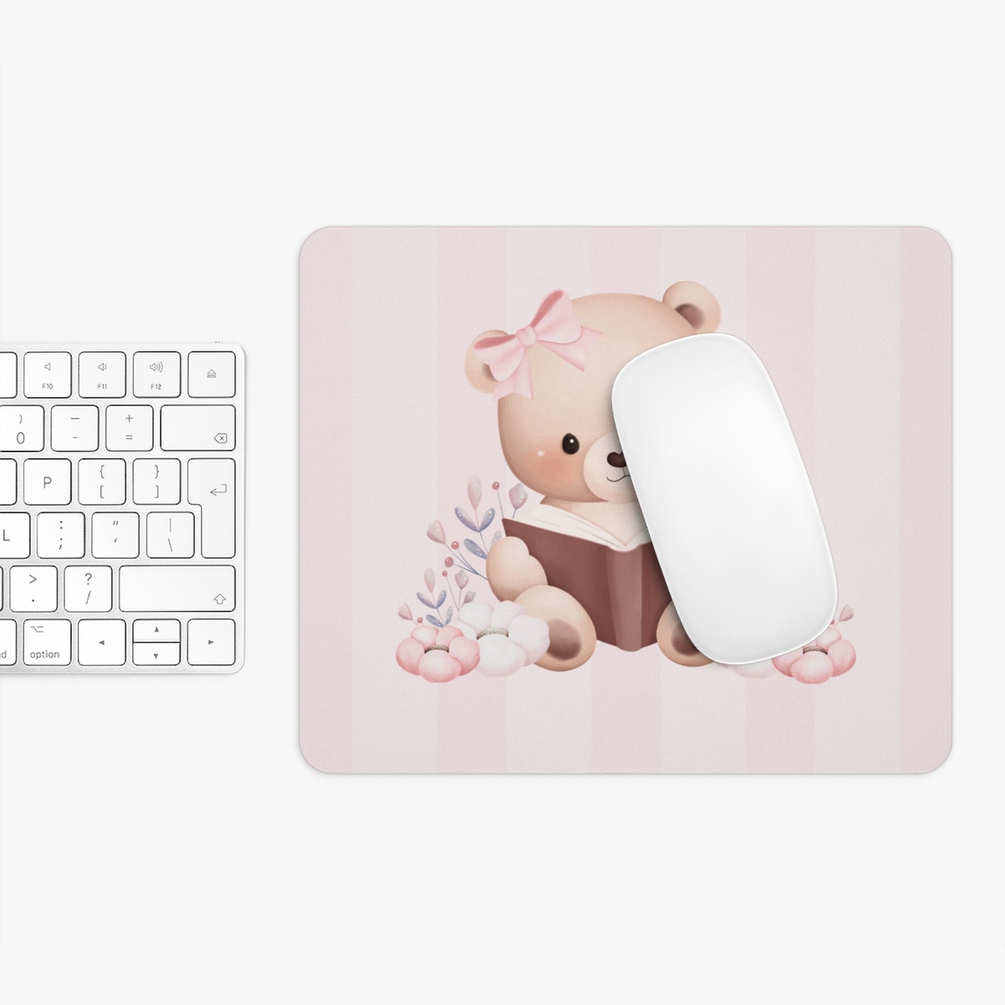 Cute Bear Reading Mouse Pad, Desk Accessory, Gift for Students, Home Office Decor, Personalized Mouse Pad