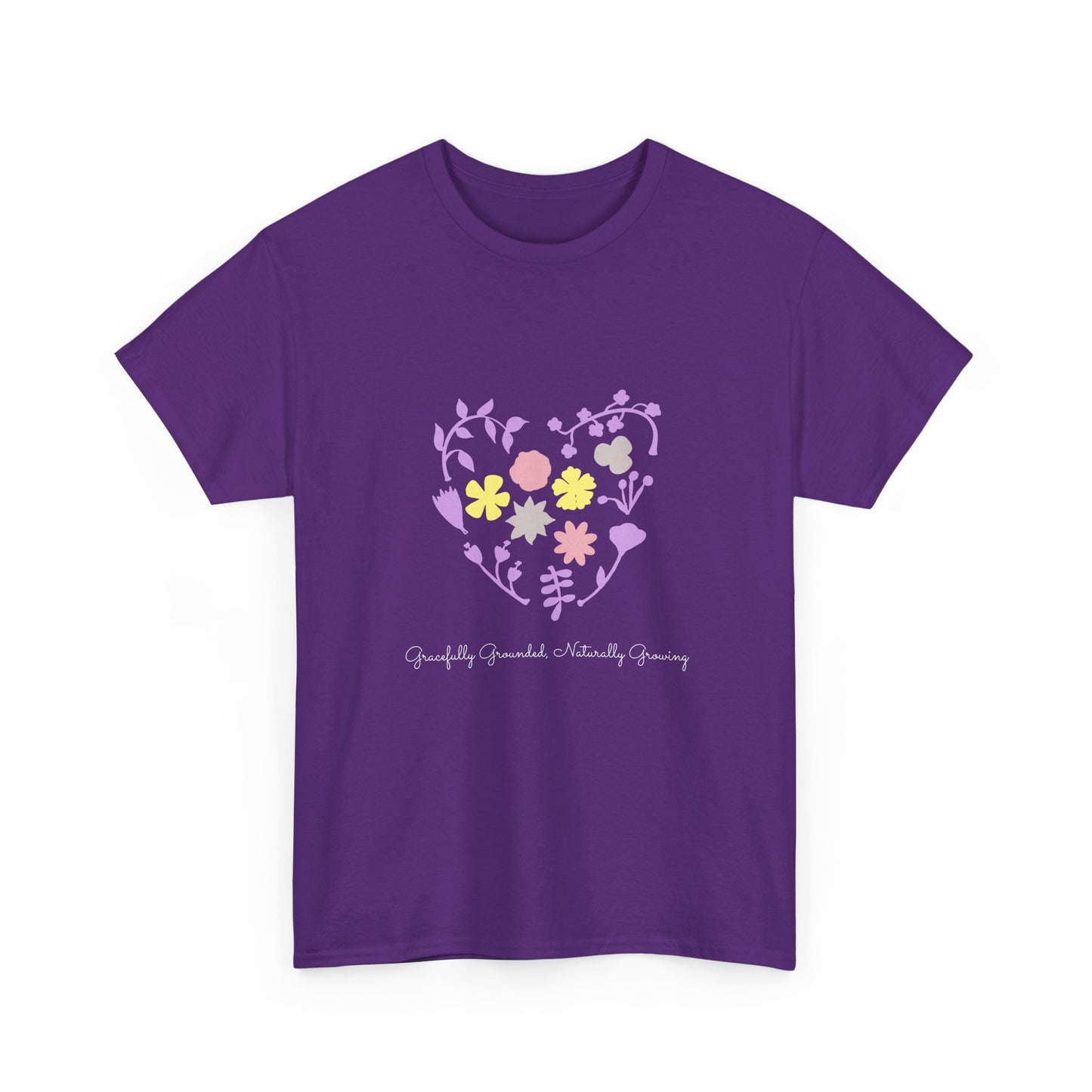 Gracefully Grounded Short Sleeve Tee, Floral Heart Inspirational T-Shirt