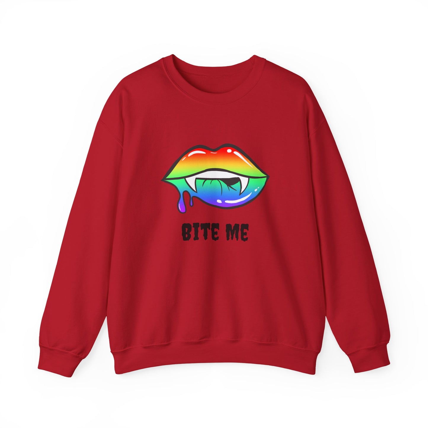 Colorful Vampire Fangs Crewneck Sweatshirt, Halloween Party Apparel, Spooky Fall Fashion, Unisex Sweatshirt, Halloween Sweatshirt,