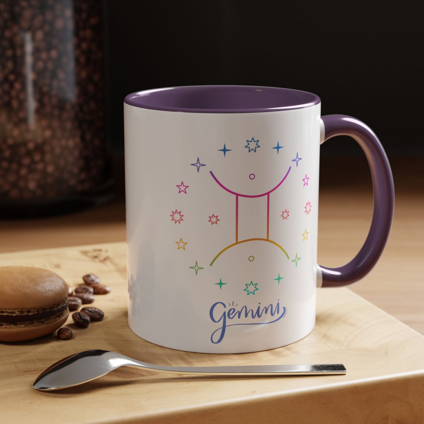 Gemini Starry Accent Coffee Mug - Colorful Horoscope Gift, Astrology Mug, Zodiac Lover Cup, Unique Birthday Present, Celestial Drinkware