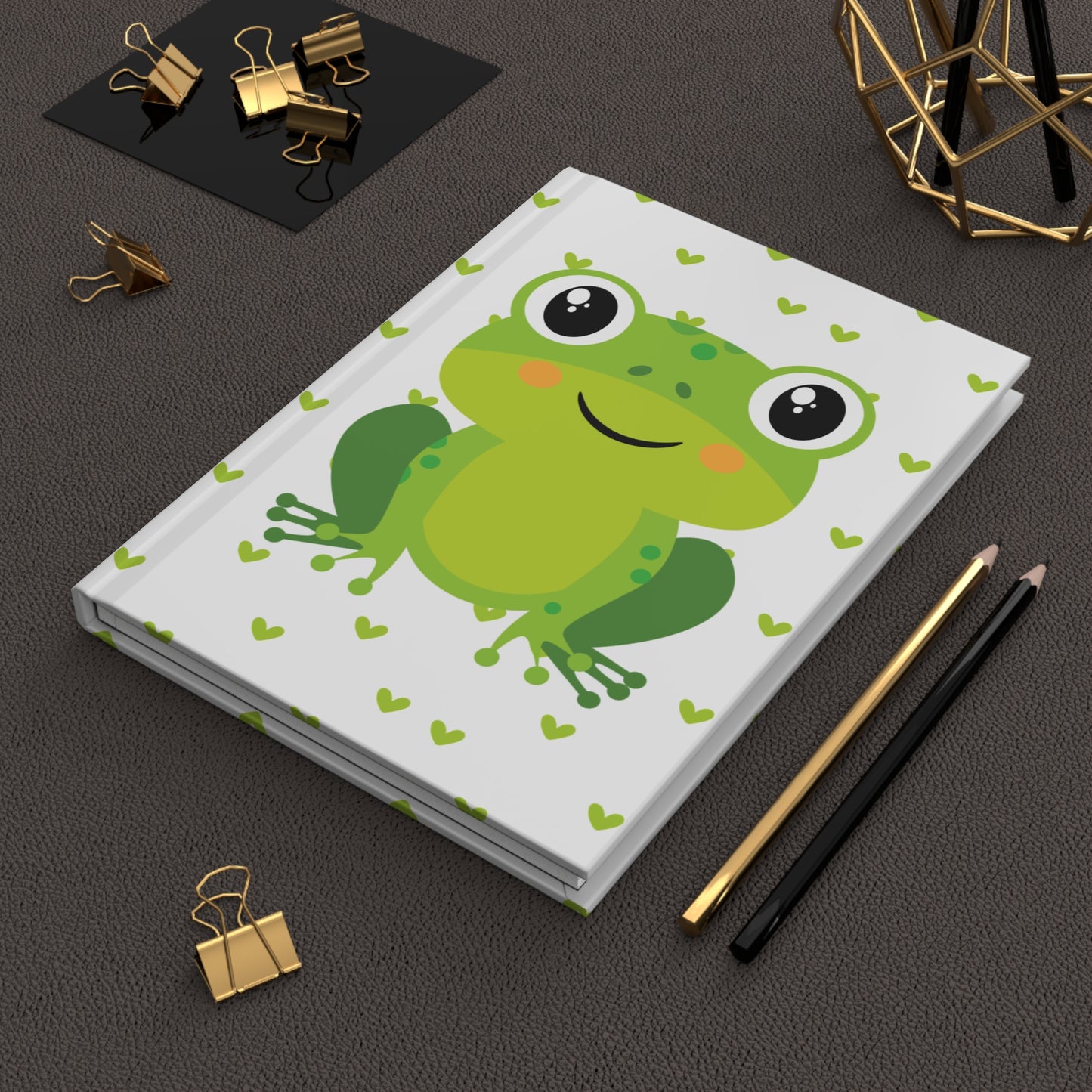 Cute Frog Hardcover Journal with Heart Pattern, Perfect Gift for Kids, Nature Lovers, Journal, Stationery, Eco-Friendly, School Supplies