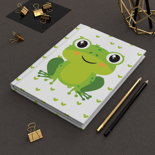 Cute Frog Hardcover Journal with Heart Pattern, Perfect Gift for Kids, Nature Lovers, Journal, Stationery, Eco-Friendly, School Supplies
