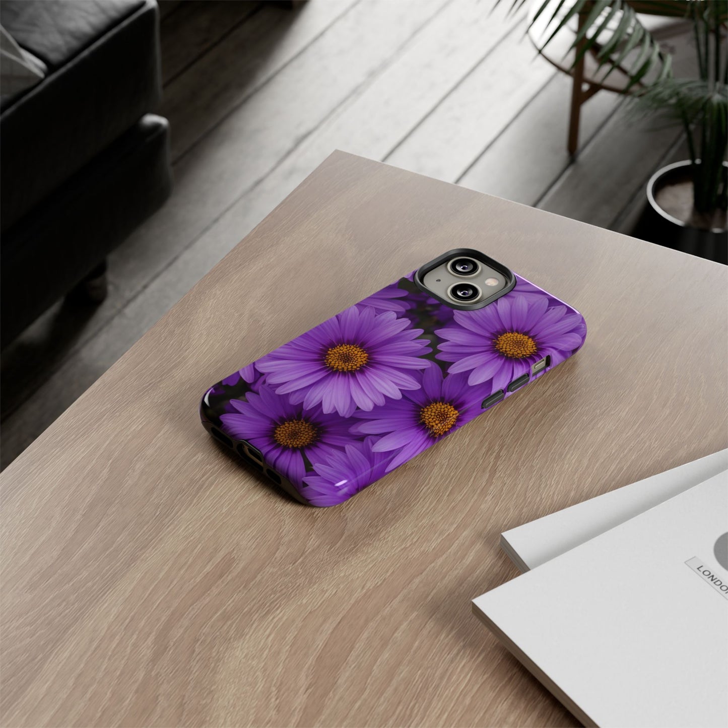 Purple Daisy Tough Case, Floral Phone Case, Durable Mobile Cover, Gift for Her, Everyday Use, Spring Accessories