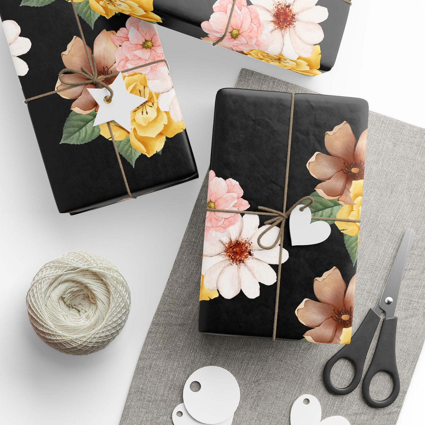 Elegant Black Floral Wrapping Paper – Vintage Flower Gift Wrap