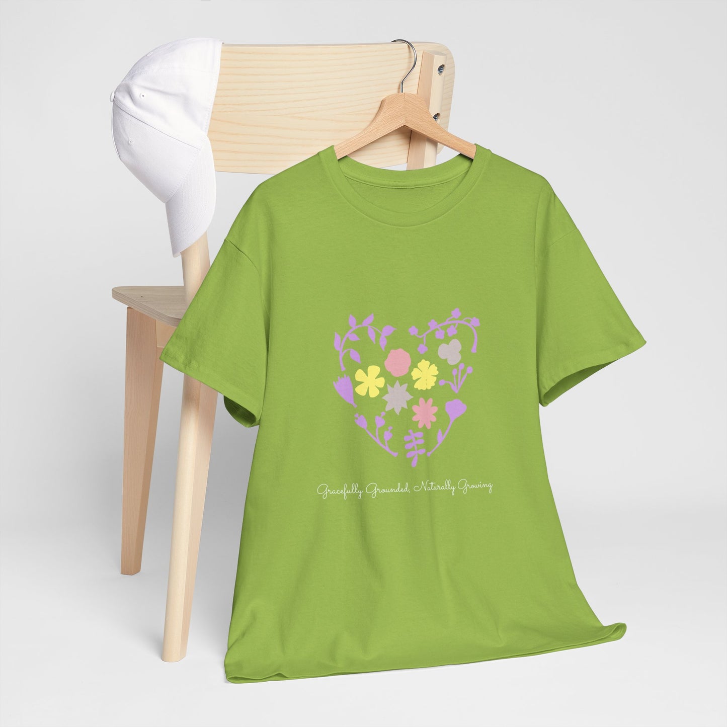Gracefully Grounded Short Sleeve Tee, Floral Heart Inspirational T-Shirt