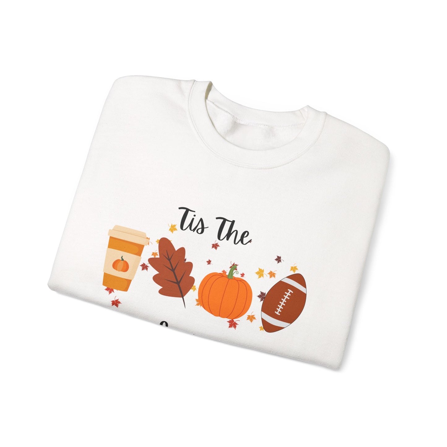 Tis The Season Fall-Themed Crewneck Sweatshirt, Cozy Autumn Apparel, Gift for Thanksgiving, Seasonal Wear, Cute Sweatshirt for Friends
