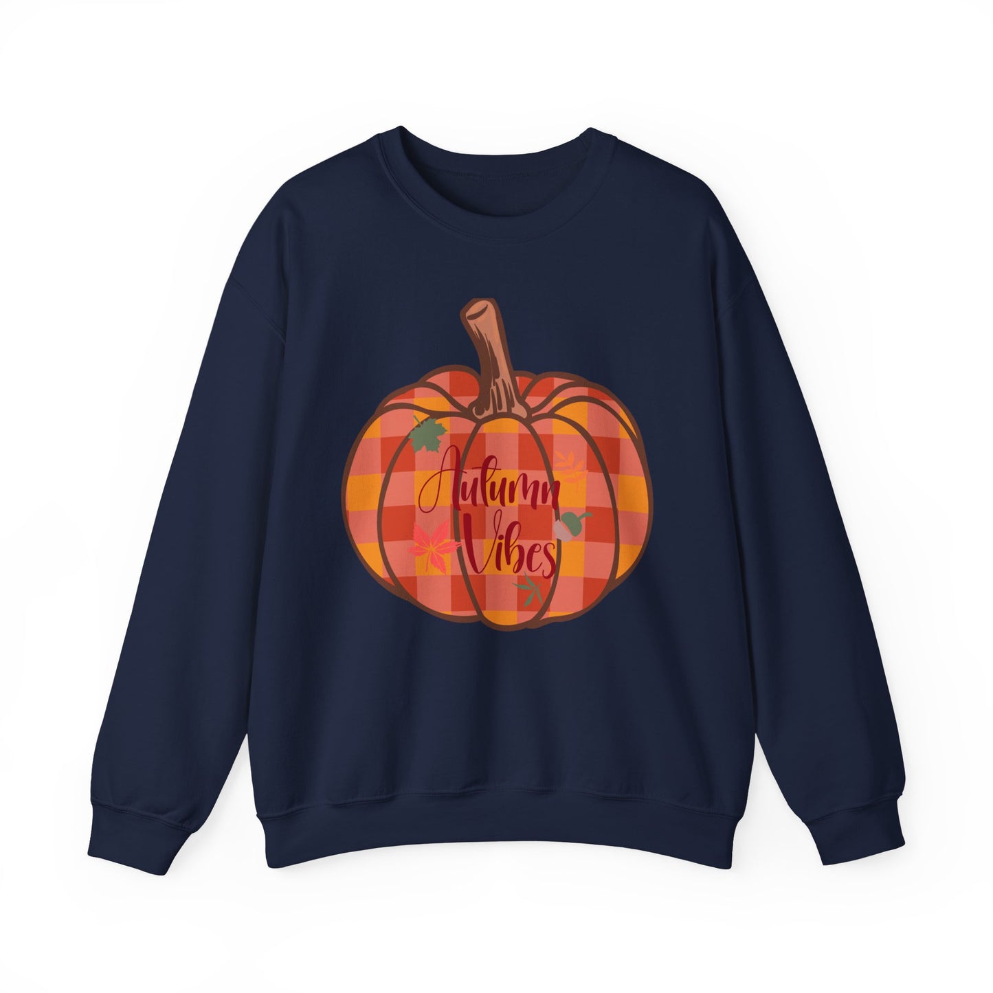 Autumn Vibes Pumpkin Sweatshirt, Cozy Fall Apparel, Unisex Crewneck for Harvest Season, Perfect for Thanksgiving, Pumpkin Lovers, Gift Idea