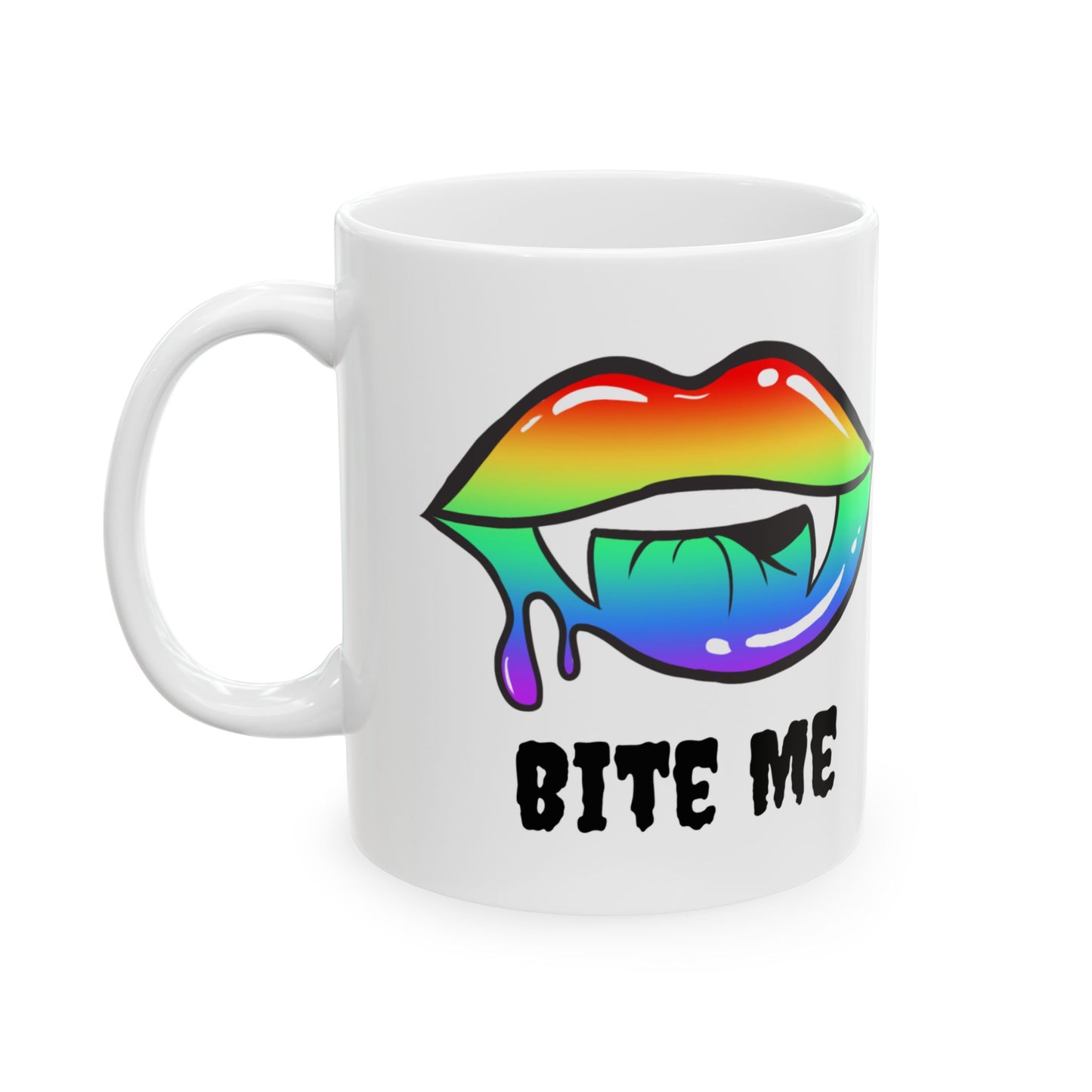 Colorful Vampire Fangs Ceramic Mug, Halloween Coffee Cup, Halloween Kitchen Decor, 11oz Mug, 15oz Mug, Spooky Fangs Mug