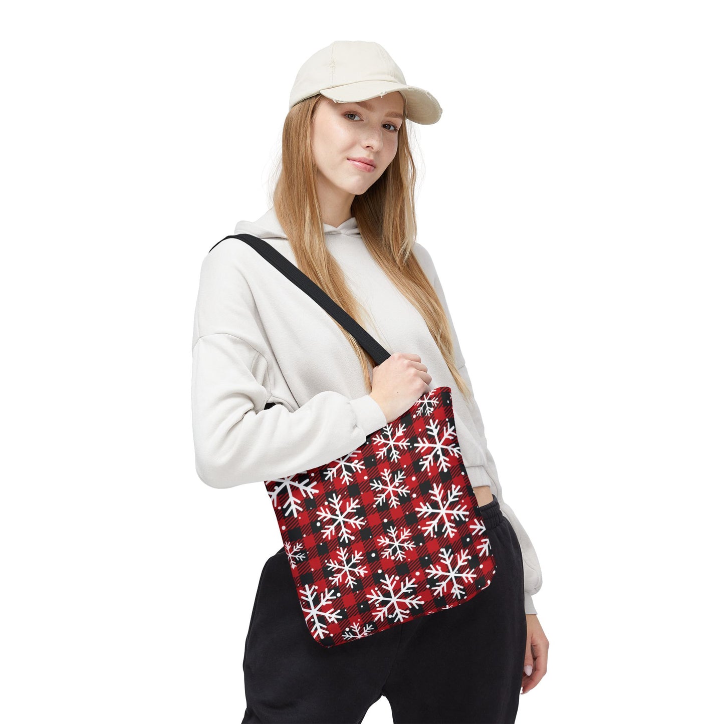 Red Buffalo Plaid Snowflake Tote Bag – Cozy Winter Accessory
