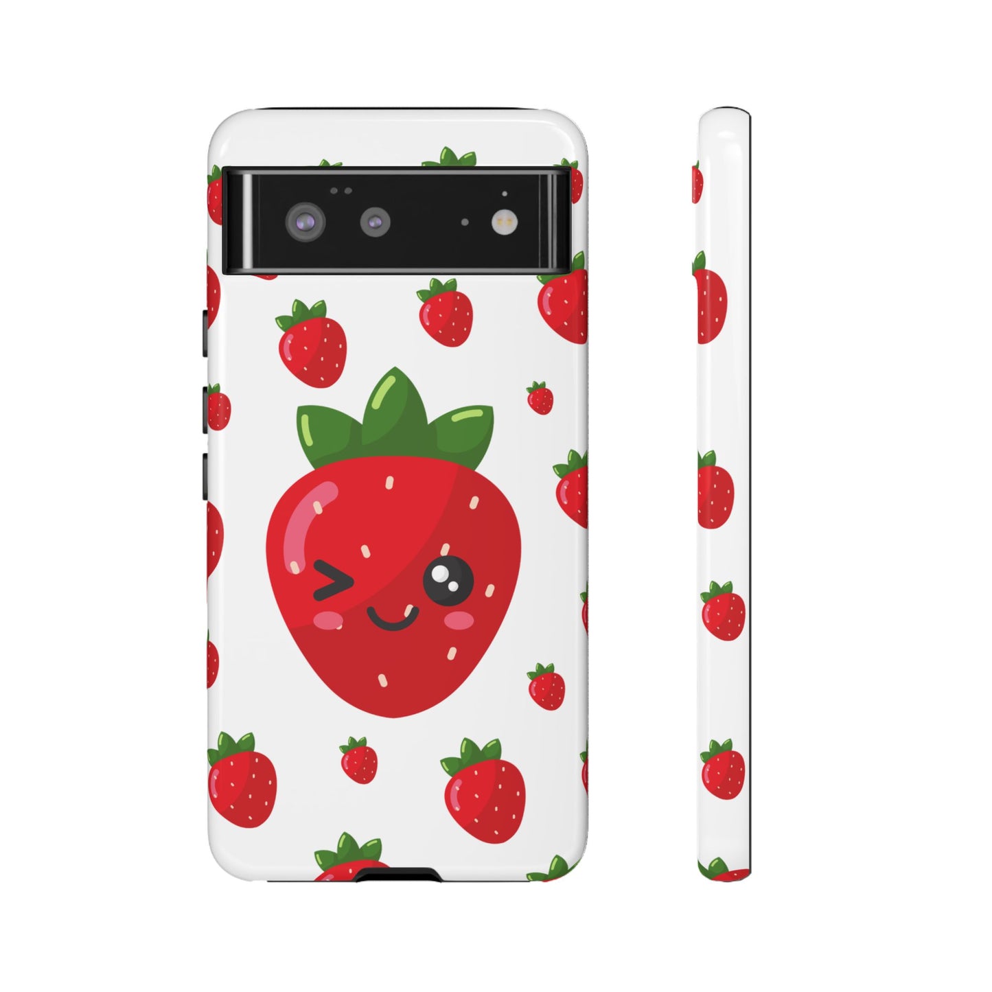 Kawaii Strawberry Phone Case - Cute Fruit Phone Cover, Fun Gift for Teens, Spring Accessory, Durable Tough Cases