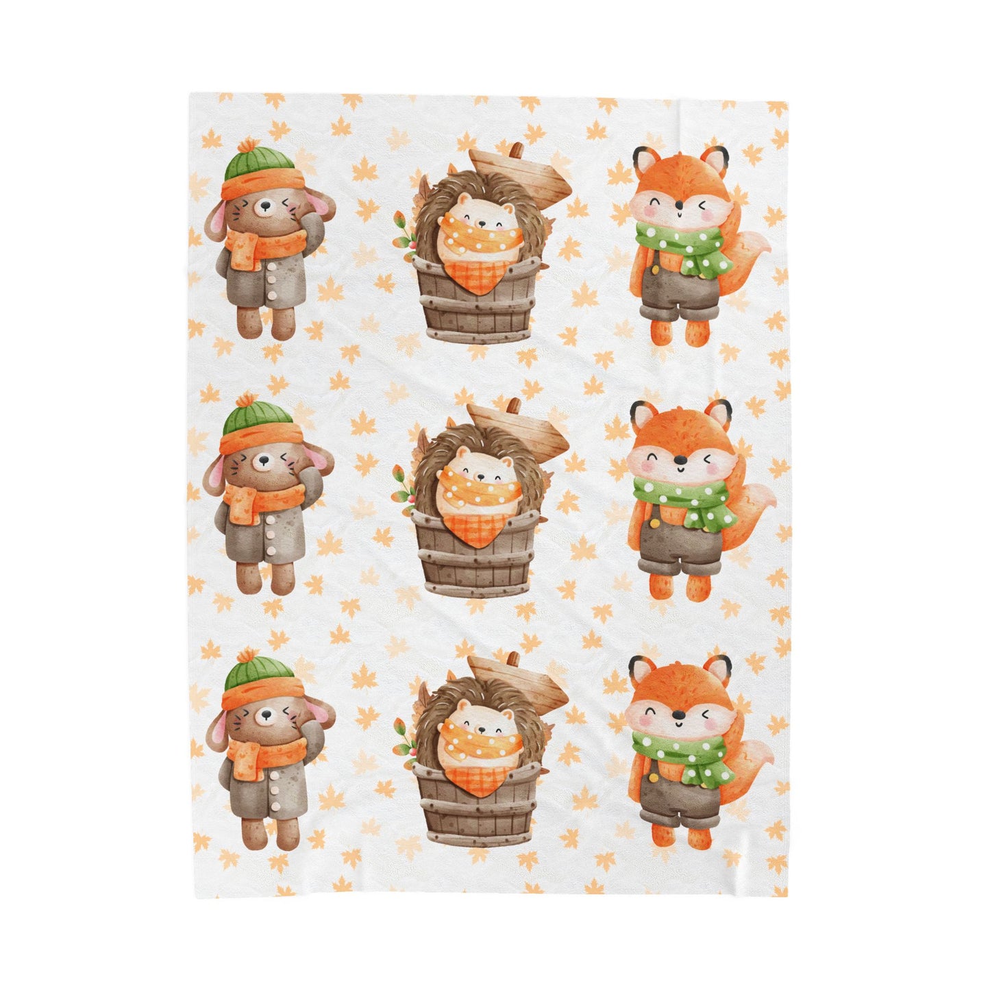 Cozy Woodland Animals Velveteen Plush Blanket | Cute Forest Creatures, Warm Throw for Kids, Nursery Décor, Fall Gift