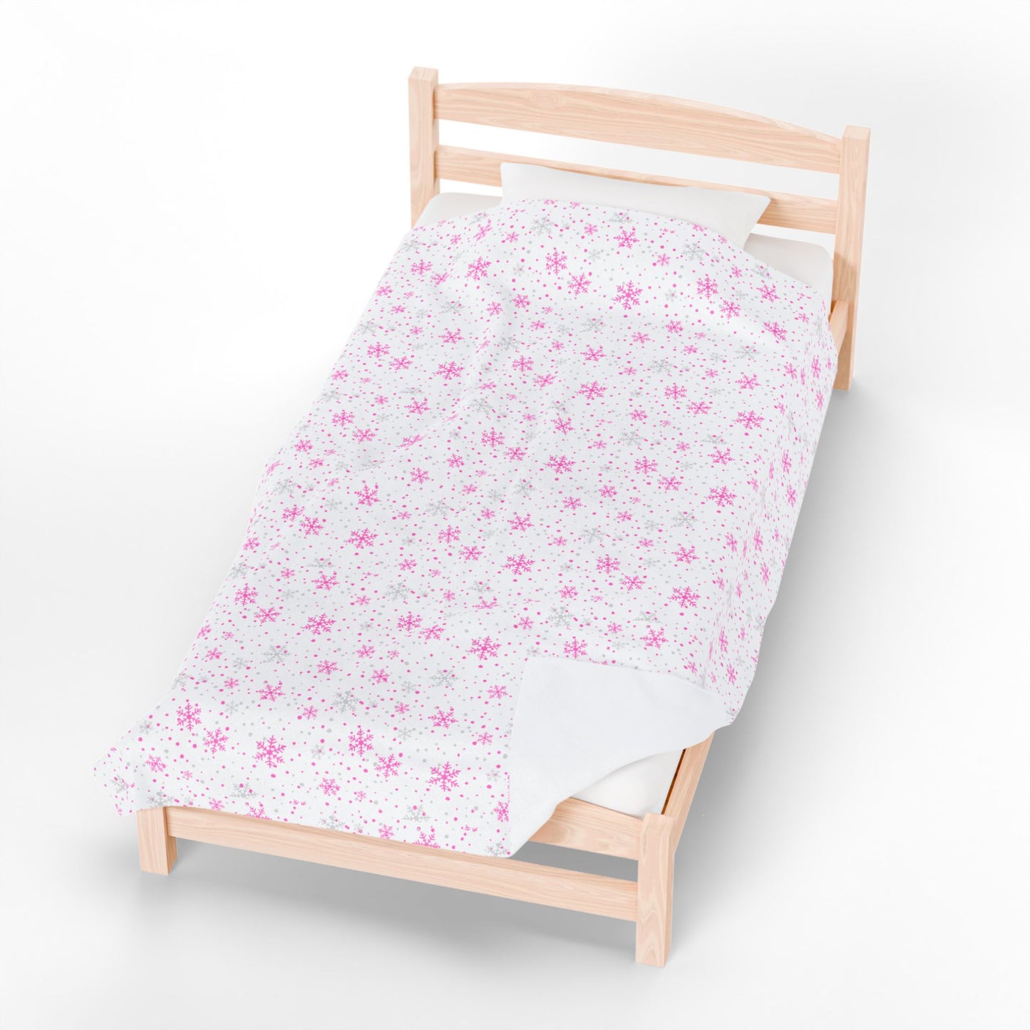 Pink & Silver Snowflake Velveteen Plush Blanket – Cozy Winter Decor & Gift
