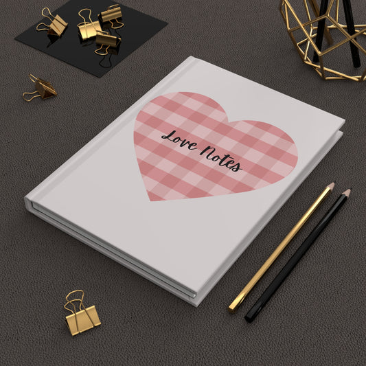 Love Notes Hardcover Journal | Pink Gingham Heart Notebook