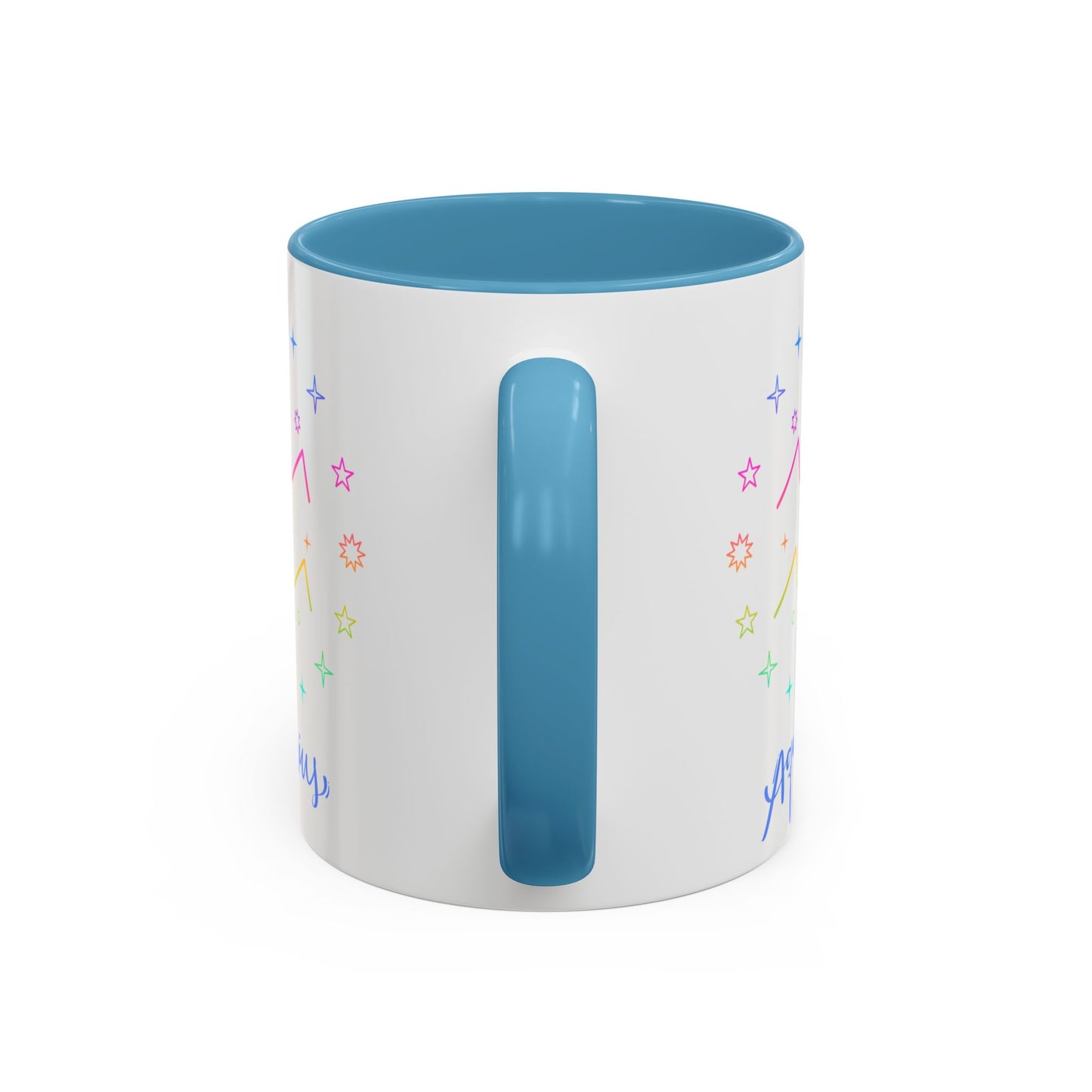 Aquarius Accent Coffee Mug - Colorful Zodiac Mug, Astrology Gift, Horoscope Coffee Cup, Birthday Present, Personalized Mug
