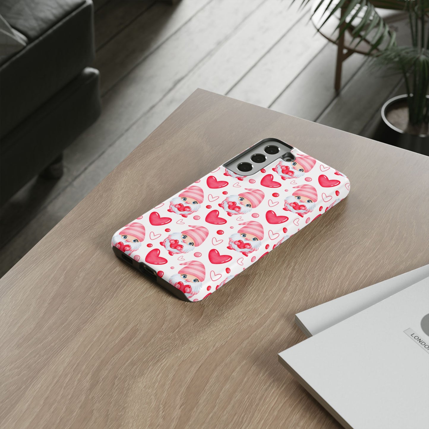 Pink Gnome Heart Phone Case, Festive Gift for Her, Unique Protective Case, Fun Holiday Accessory, Valentine's Day Accessory