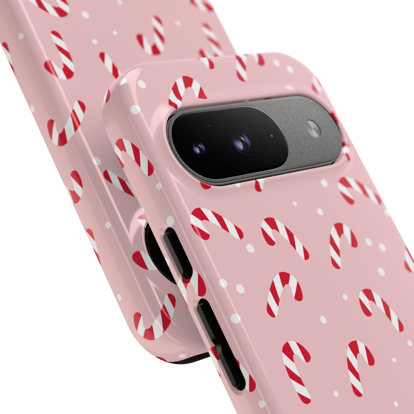 Pink Candy Cane Phone Case, Tough Phone Cover, Christmas Gift, Holiday Decor, Festive Tech Accessory, Cute Cell Phone Case