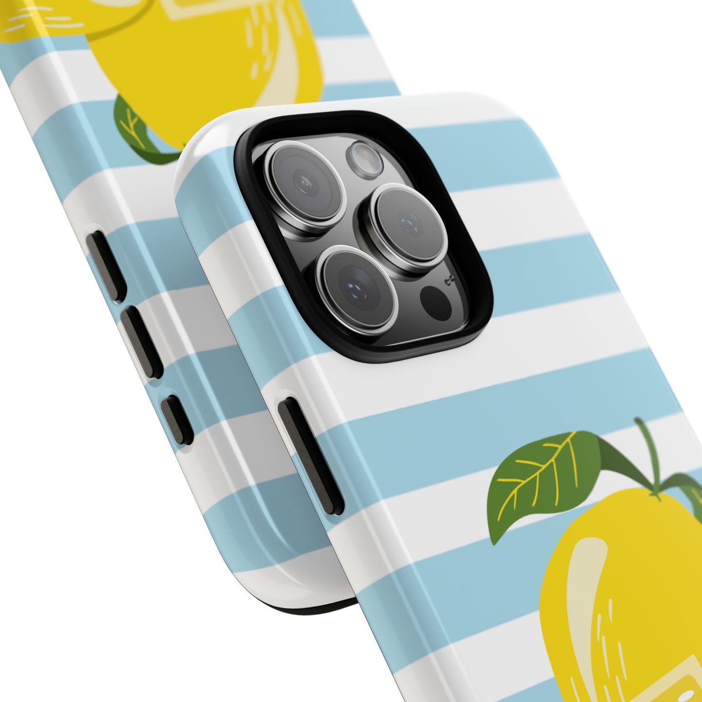 Striped Lemon Phone Case - Tough Cases, Fruit Design, Fun iPhone Cover, Summer Accessories, Bright Phone Protection