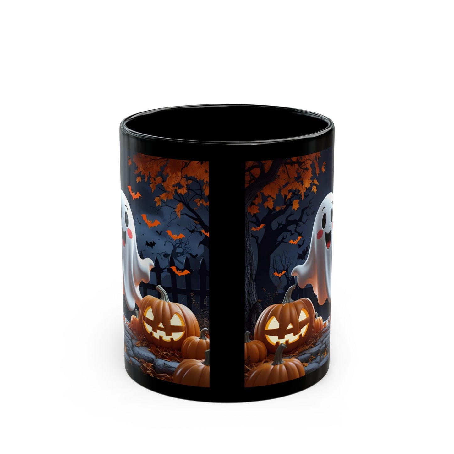 Ghostly Black Ceramic Mug, Halloween Spooky Pumpkins Gift, Cute Cartoon Cup, Tea Coffee Drinkware, Haunted Seasonal Decor, Scary Kitchen