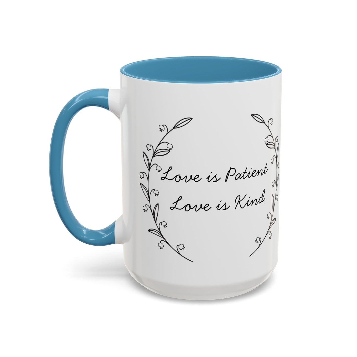 Love is Patient Accent Coffee Mug - Inspirational Drinkware, Gift for Coffee Lovers, Motivational Mug for Home & Office