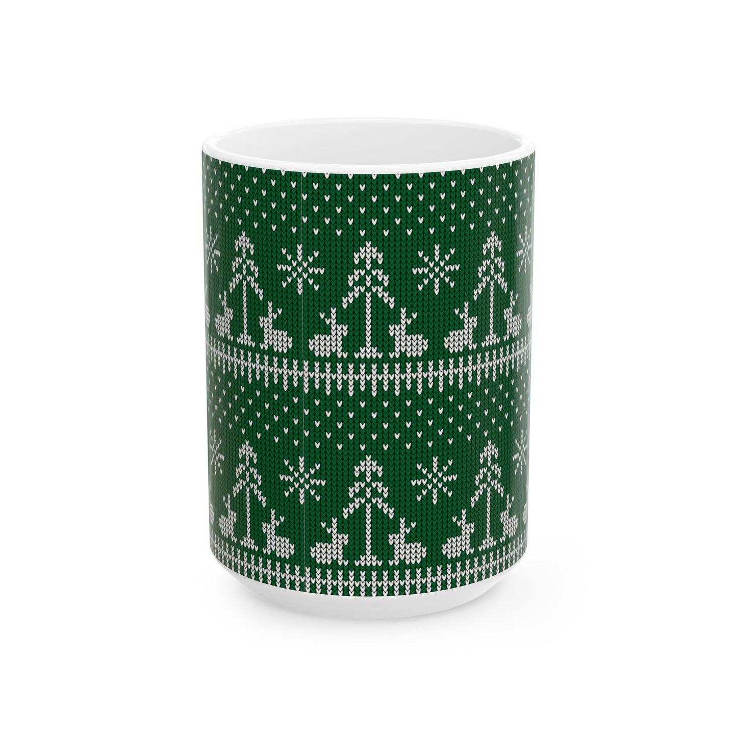 Green Knitted Bunny Holiday Mug