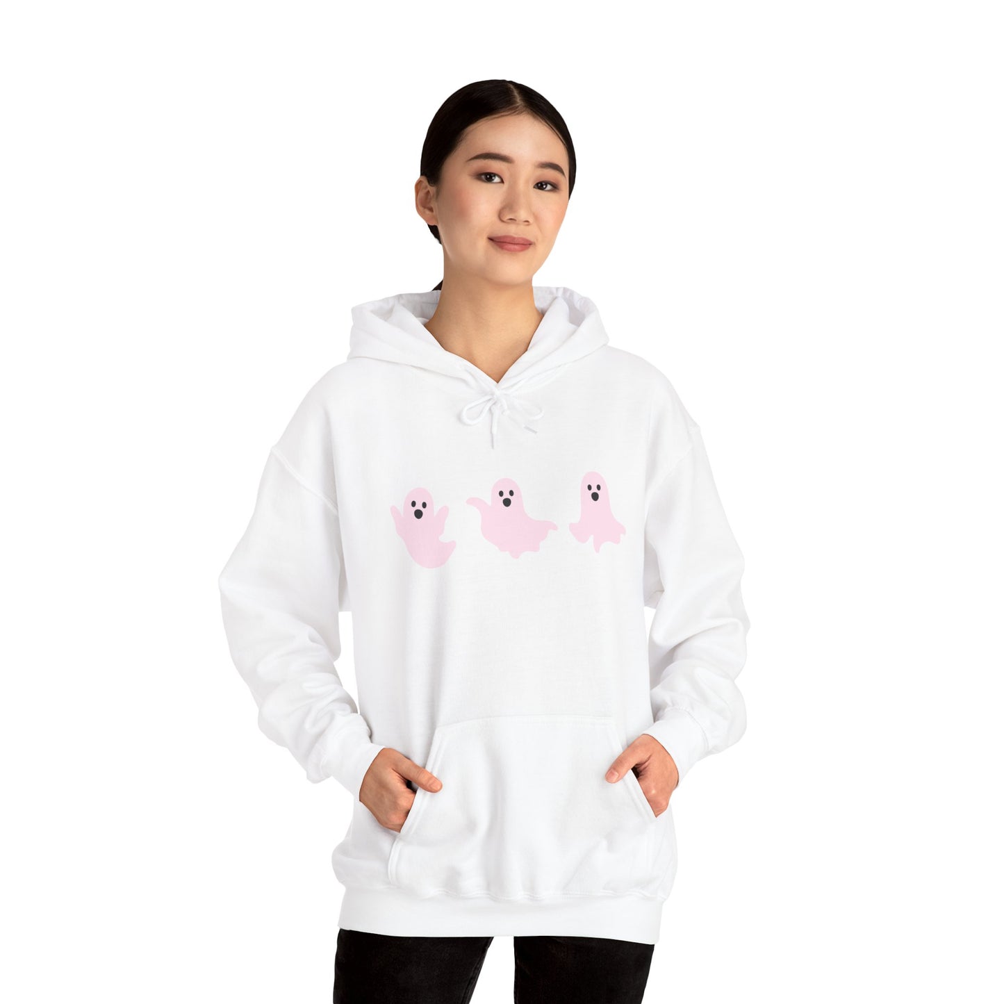Cute Pink Ghosts Unisex Sweatshirt, Halloween Hoodie, Cozy Fall Apparel, Spooky Gift for Friends, Trendy Casual Wear