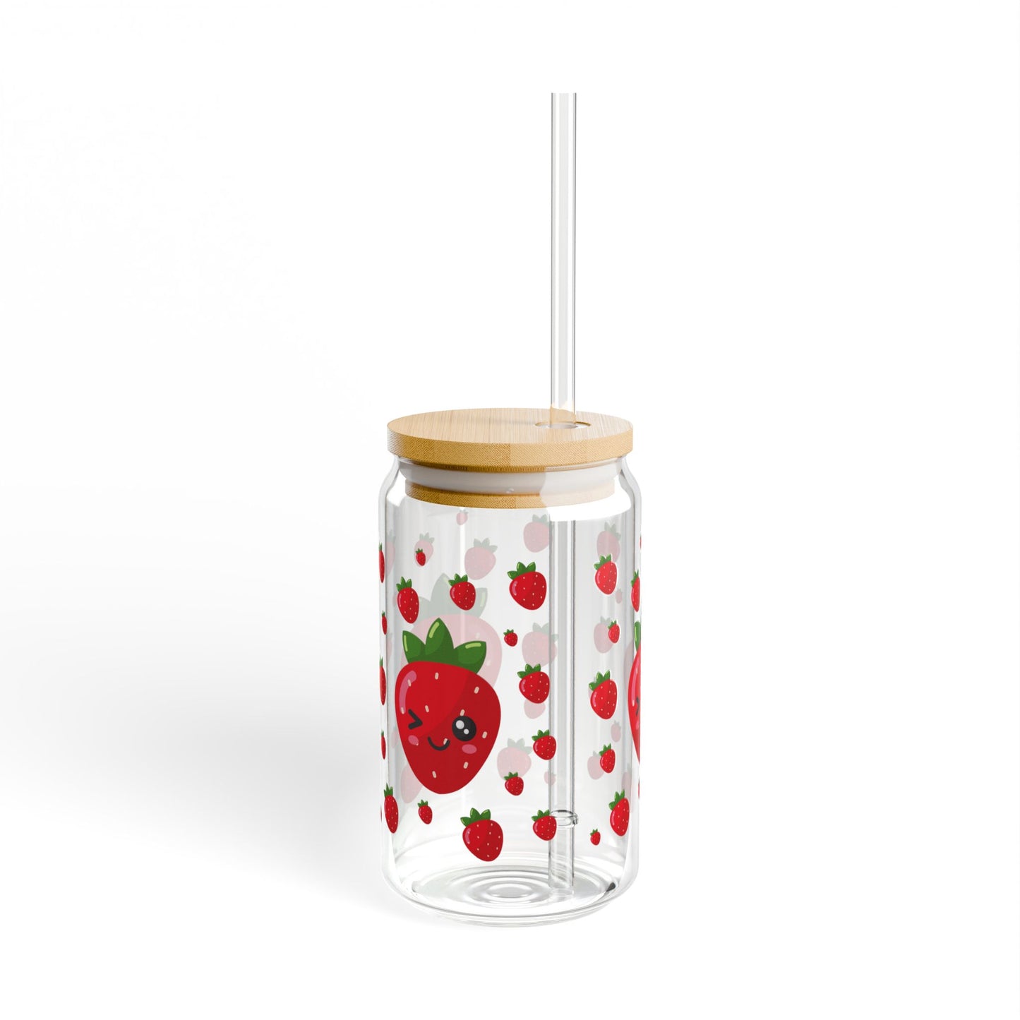 Cute Strawberry Sipper Glass, 16oz - Perfect for Summer Parties, Eco-Friendly Drinkware, Gifts for Fruit Lovers, Beach Picnic