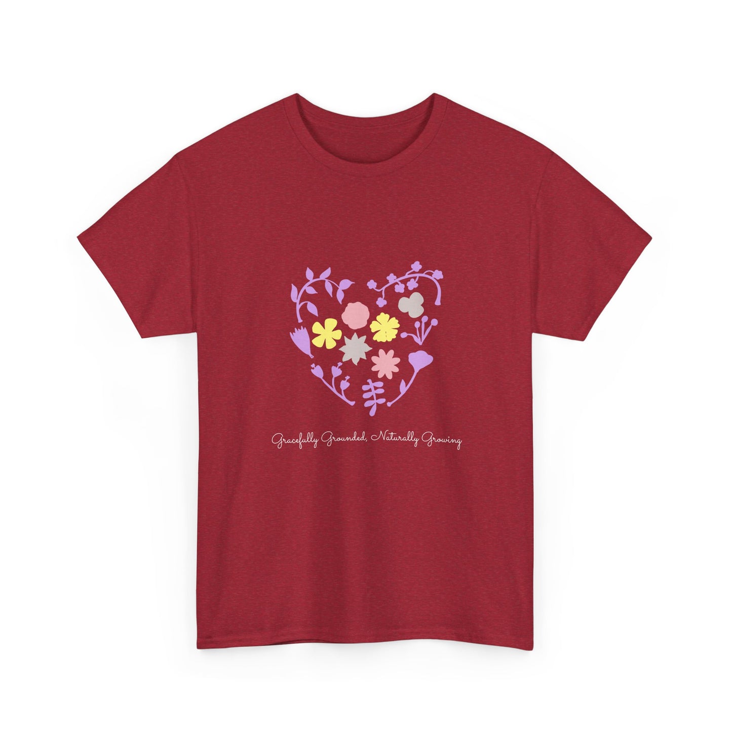 Gracefully Grounded Short Sleeve Tee, Floral Heart Inspirational T-Shirt