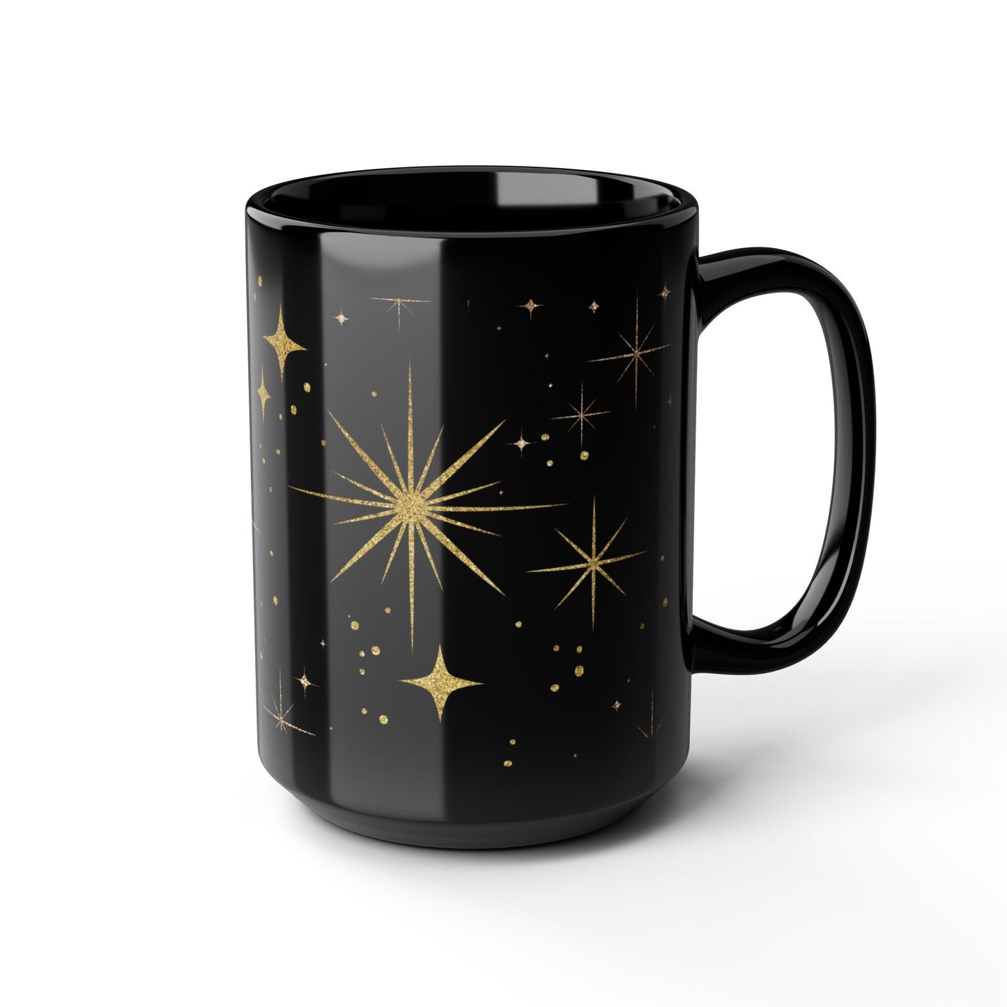 Celestial Black Coffee Mug, Starry Night Sky Print, Cosmic Black Mug for Tea & Coffee Lovers, Gift for Stargazers and Dreamers