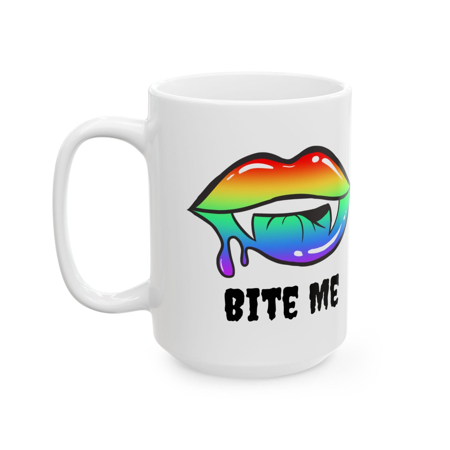 Colorful Vampire Fangs Ceramic Mug, Halloween Coffee Cup, Halloween Kitchen Decor, 11oz Mug, 15oz Mug, Spooky Fangs Mug