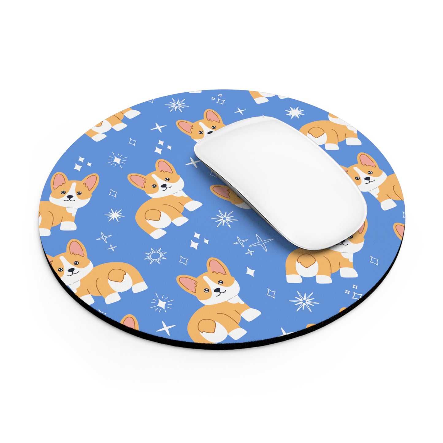 Cute Corgi Mouse Pad, Blue Dog Lover Desk Accessory, Office Gift for Pet Owners, Animal Lover