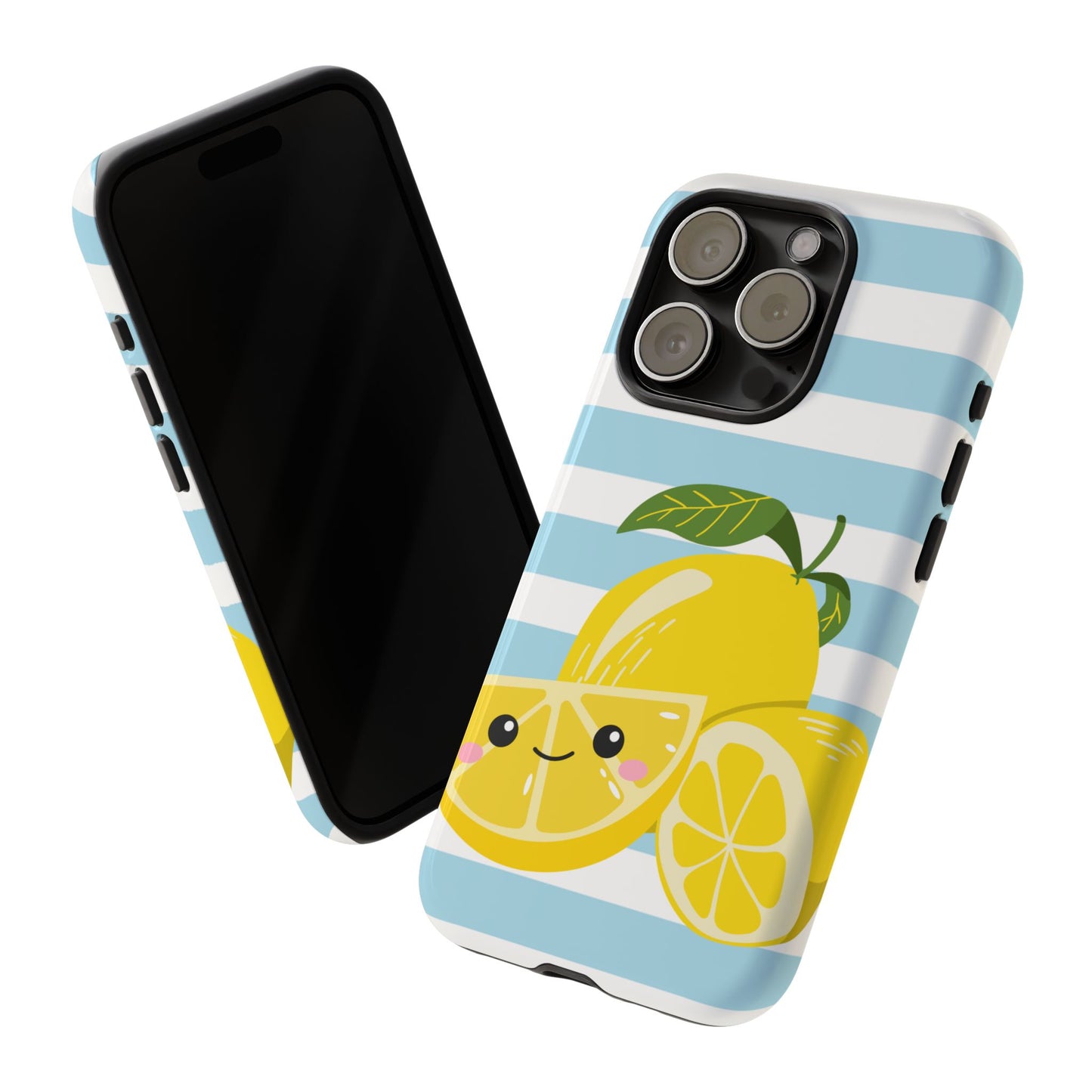 Striped Lemon Phone Case - Tough Cases, Fruit Design, Fun iPhone Cover, Summer Accessories, Bright Phone Protection